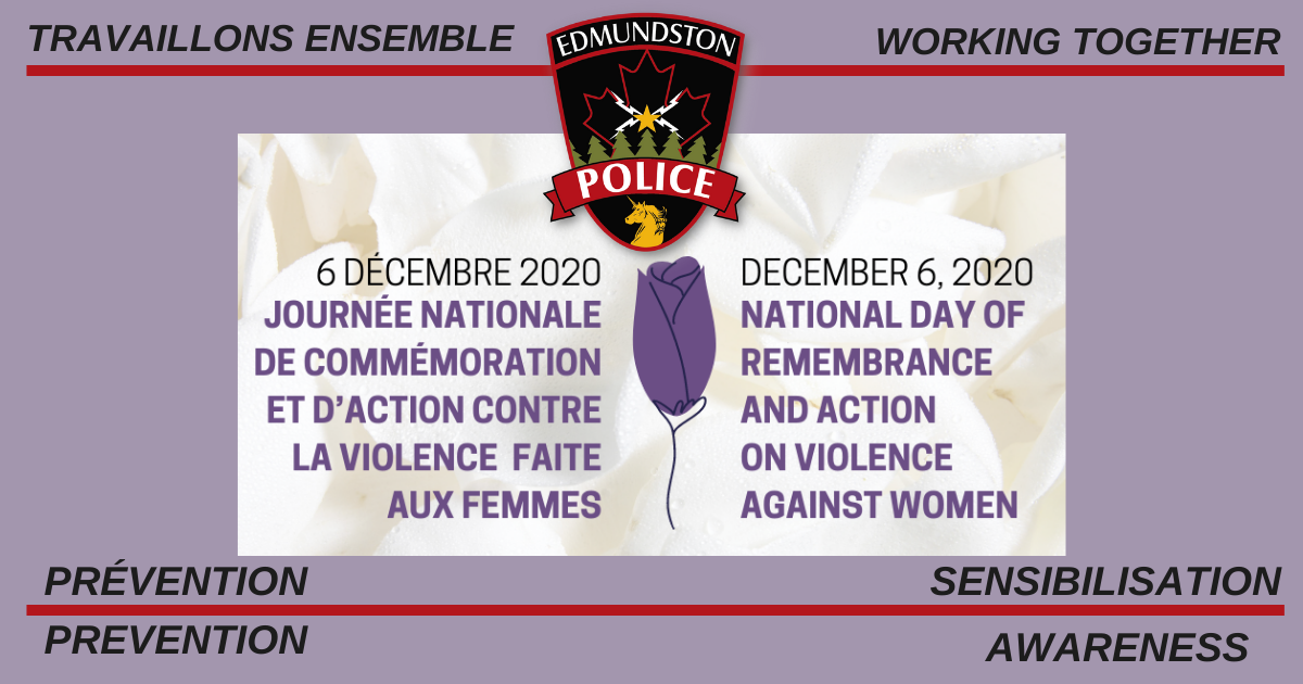 The Edmundston Police Force marks the National Day of Remembrance and Action Against Violence Against Women
