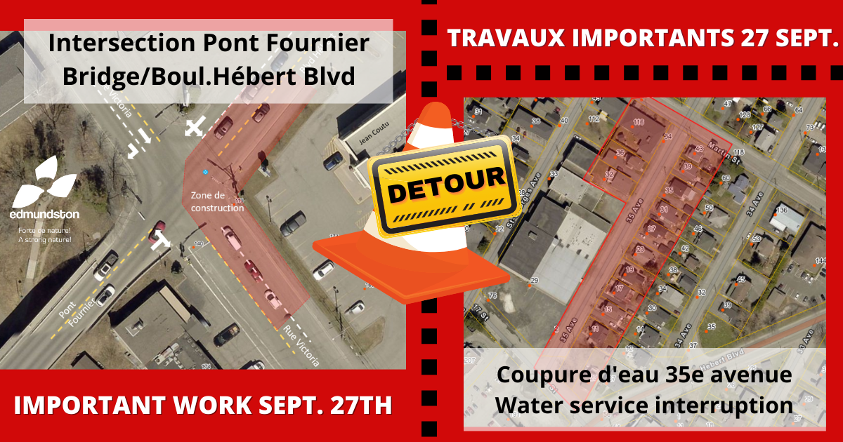 Détours à prévoir à l'intersection du pont Fournier le 27 septembre