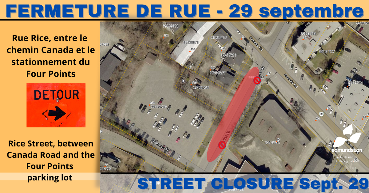 Section de la rue Rice fermée le 29 septembre 2022