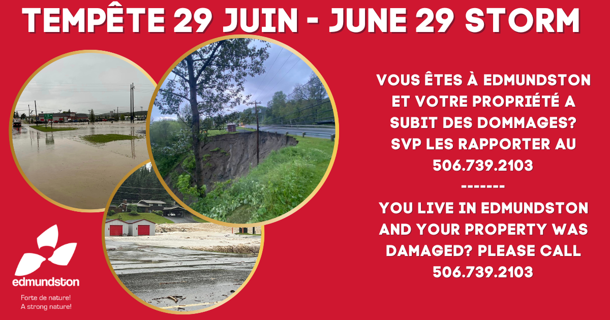 Précipitations extrêmes du 29 juin : Aide aux sinistrés