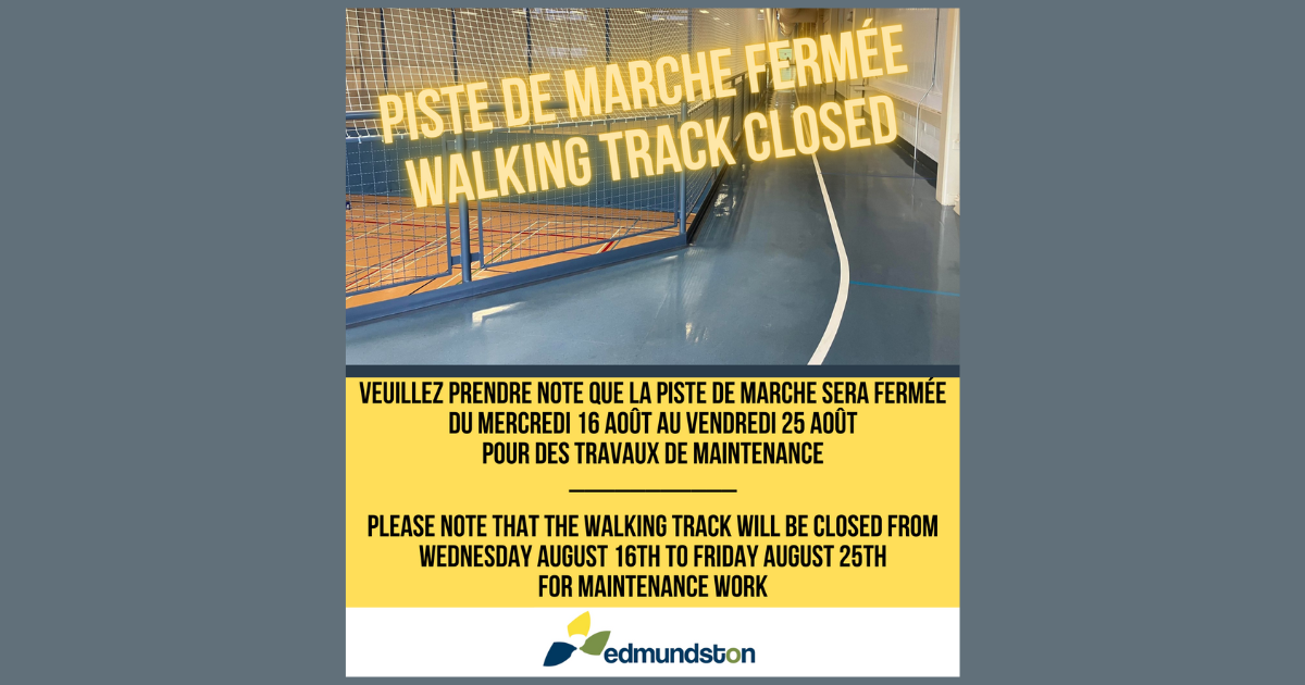 Indoor walking track closed temporarily