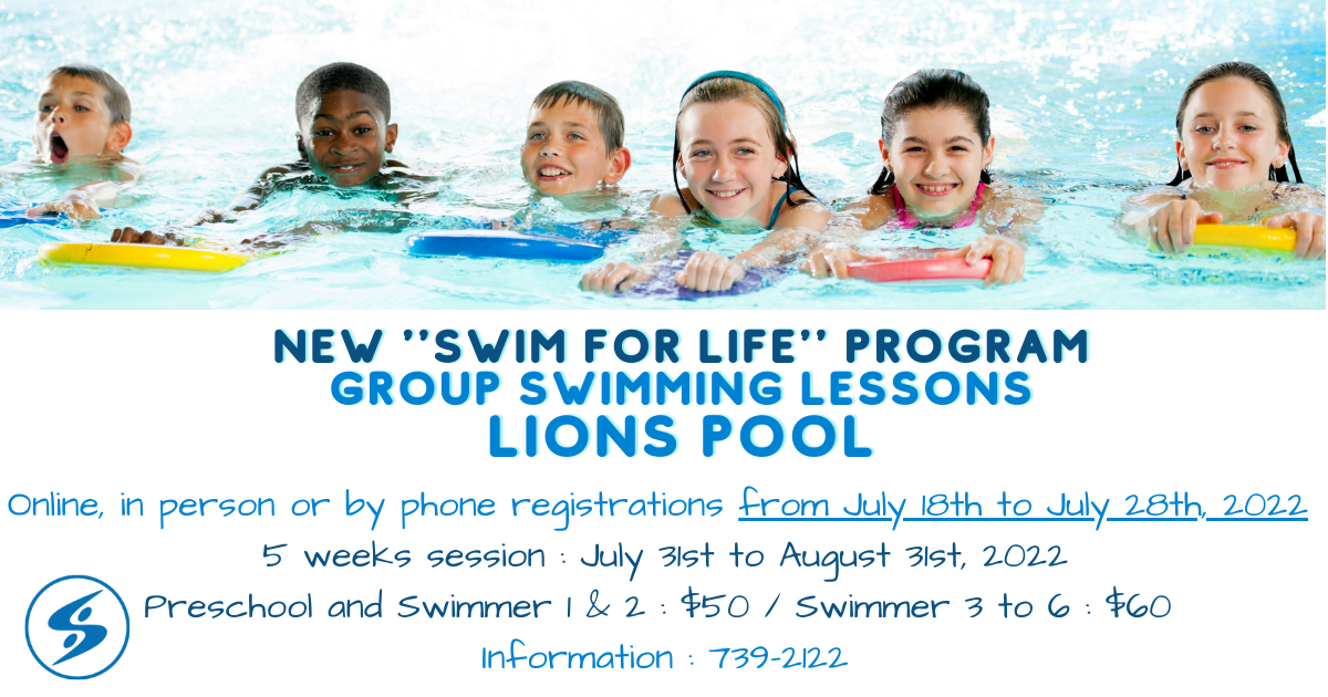 Swimming lessons registrations - summer 2022 at Lions Pool