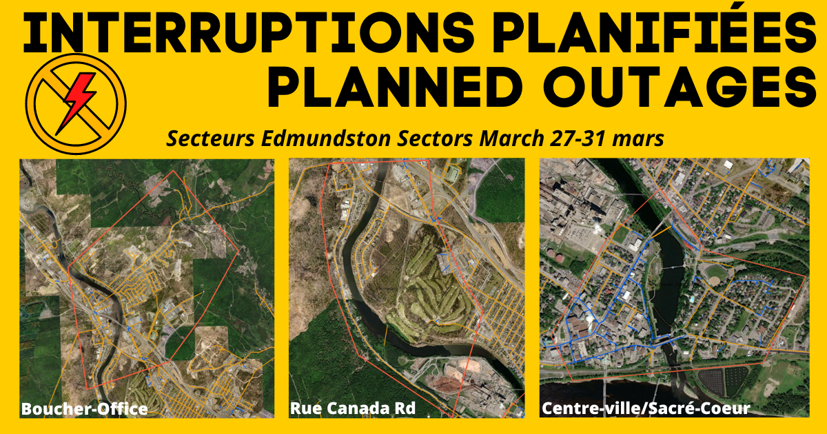 Interruptions électriques planifiées secteurs Edmundston