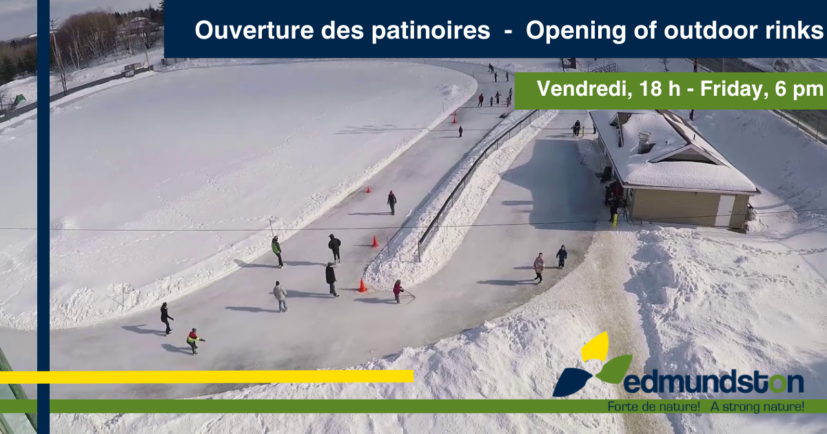 Outdoor rinks: Opening at 6 pm on Friday, January 12