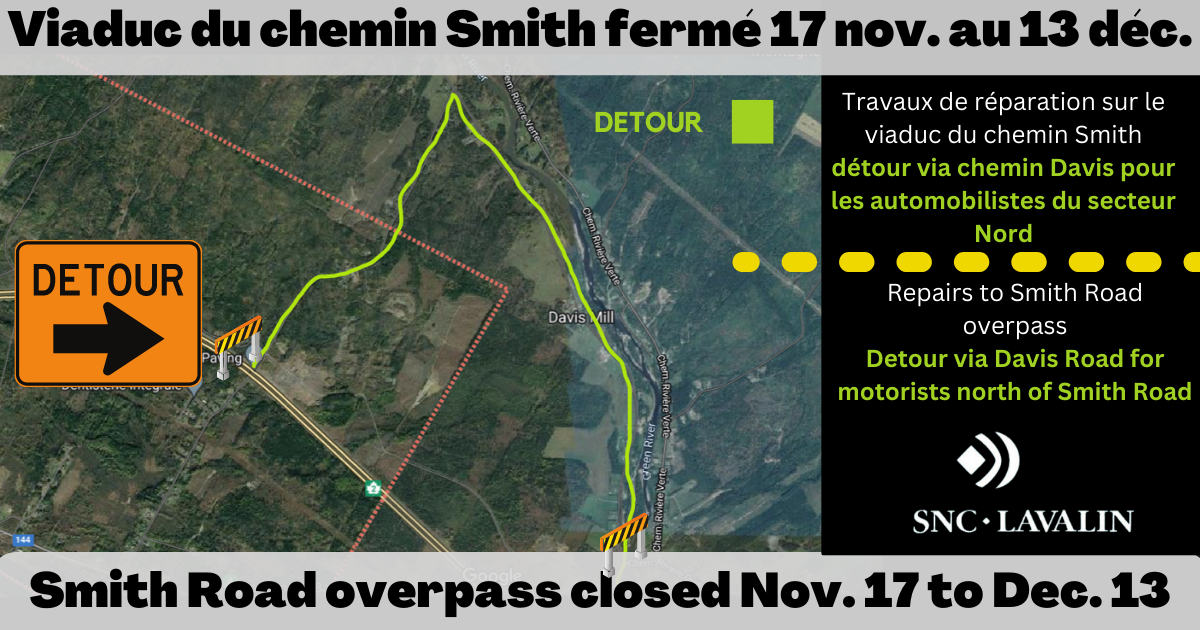Viaduc du chemin Smith fermé du 17 novembre au 13 décembre