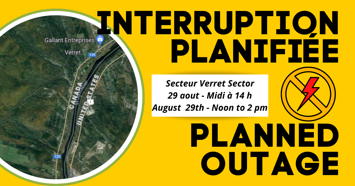 Planned power outage, August 29, Verret sector