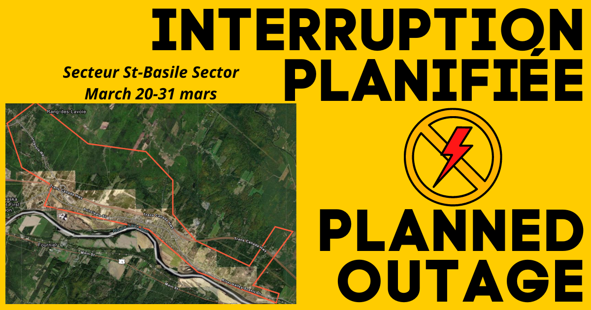 Interruptions électriques planifiées secteur St-Basile