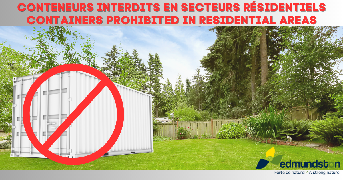 Containers: not permitted in residential areas