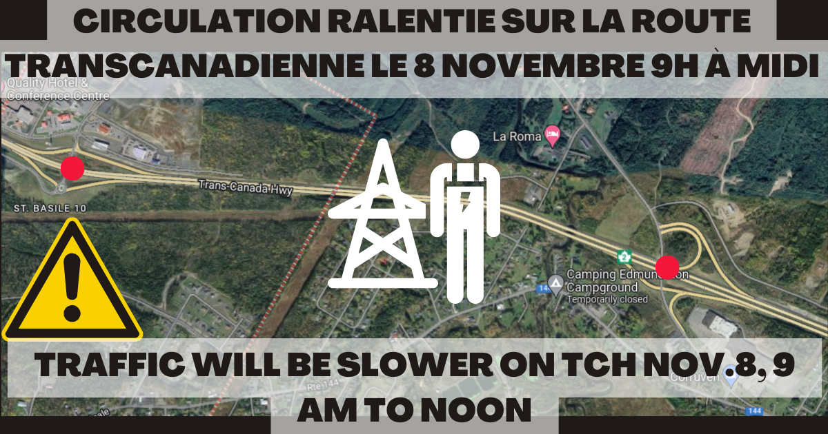 RÉVISÉ: Circulation ralentie sur une section de la route transcanadienne le 8 novembre